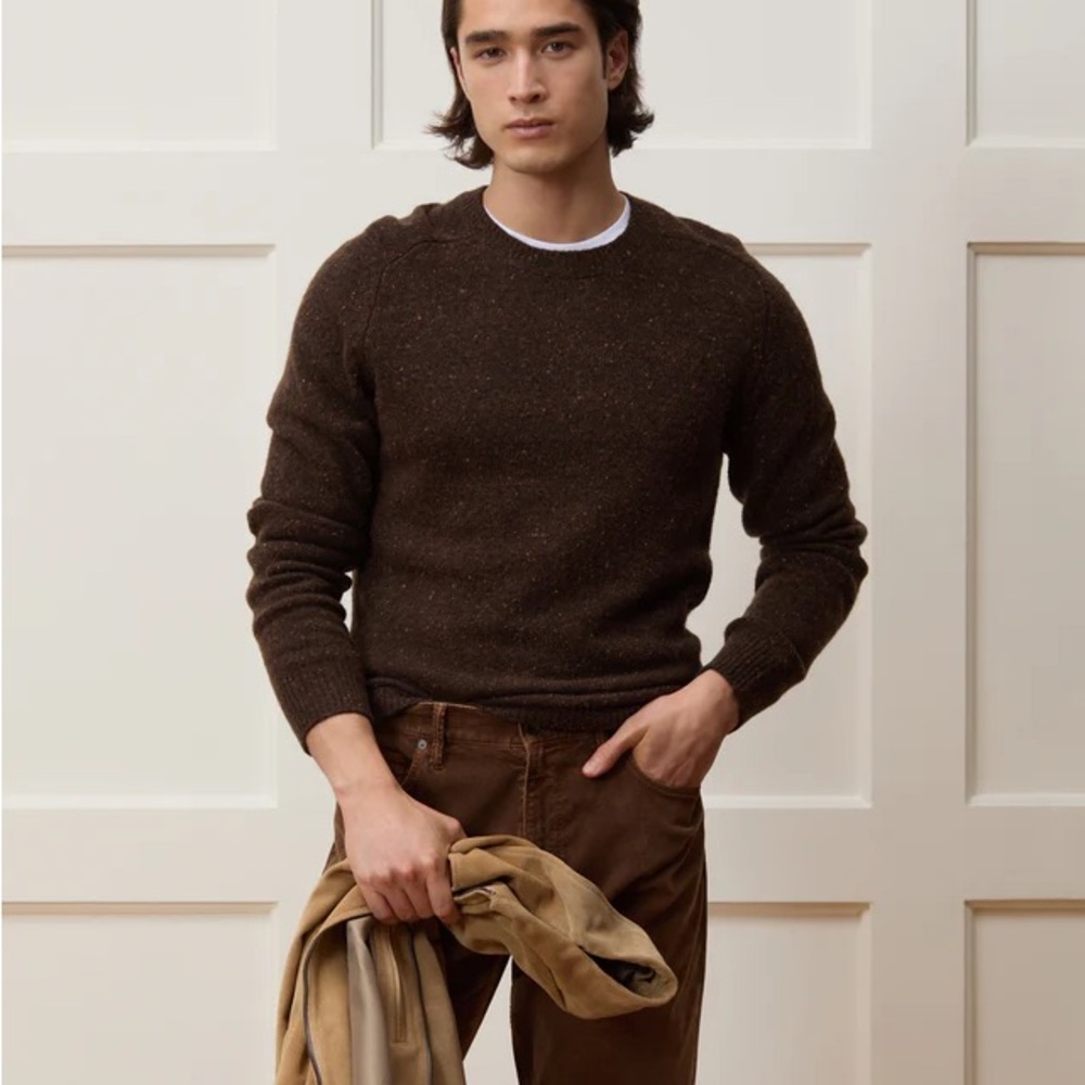 Todd Snyder Dark Brown Donegal Wool Crewneck Sweater medium